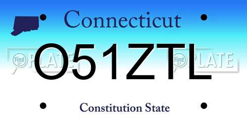 O51ZTL Connecticut License Plate
