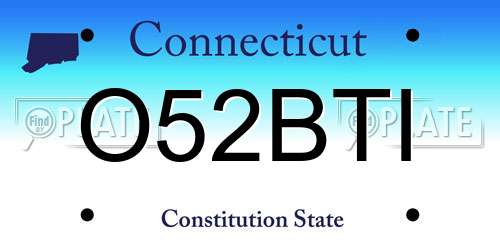 O52BTI Connecticut License Plate