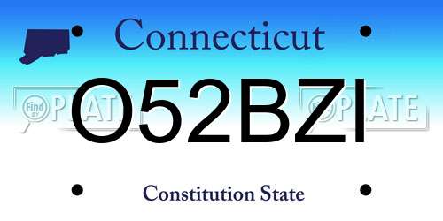O52BZI Connecticut License Plate