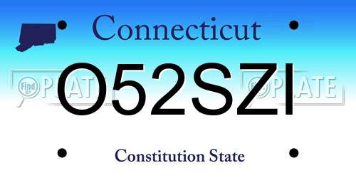 O52SZI Connecticut License Plate