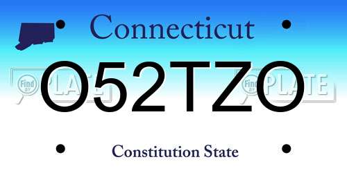O52TZO Connecticut License Plate