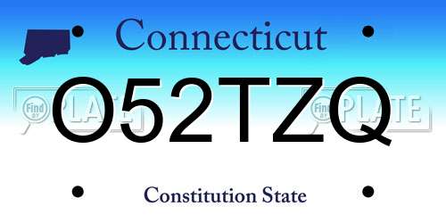 O52TZQ Connecticut License Plate