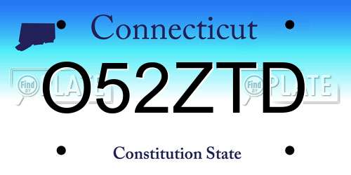 O52ZTD Connecticut License Plate