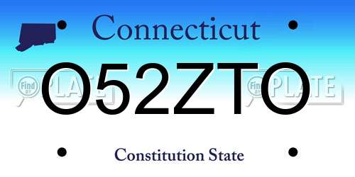 O52ZTO Connecticut License Plate