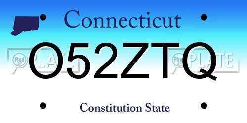 O52ZTQ Connecticut License Plate