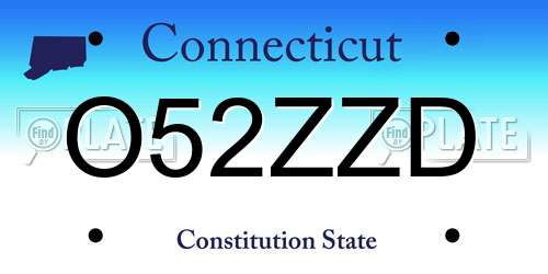 O52ZZD Connecticut License Plate