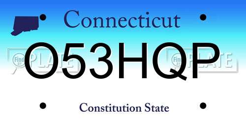 O53HQP Connecticut License Plate