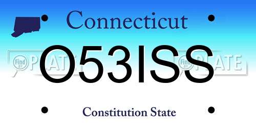 O53ISS Connecticut License Plate