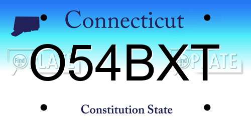O54BXT Connecticut License Plate