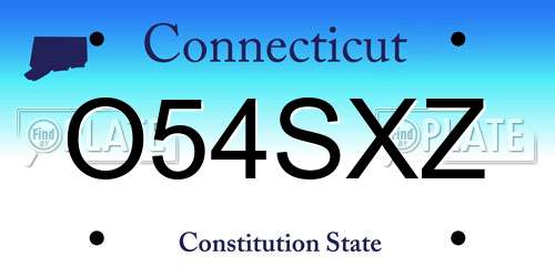 O54SXZ Connecticut License Plate