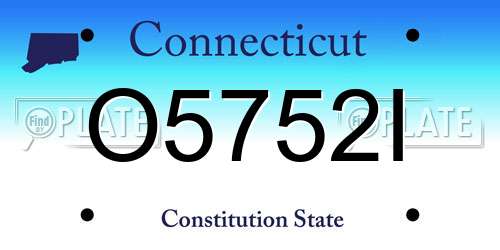 O5752I Connecticut License Plate