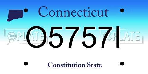 O5757I Connecticut License Plate