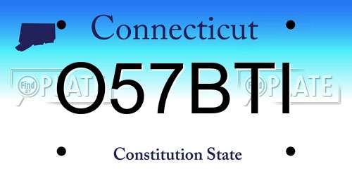 O57BTI Connecticut License Plate