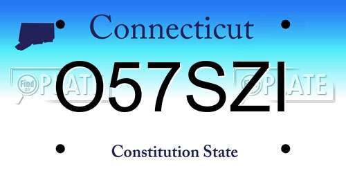 O57SZI Connecticut License Plate