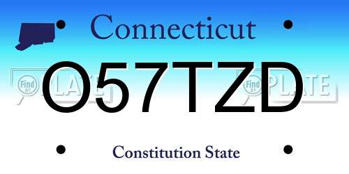 O57TZD Connecticut License Plate