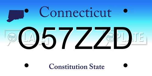 O57ZZD Connecticut License Plate