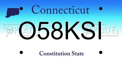 O58KSI Connecticut License Plate