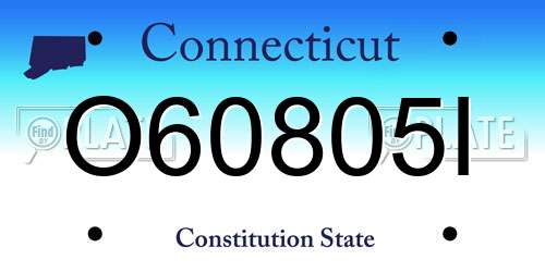 O60805I Connecticut License Plate