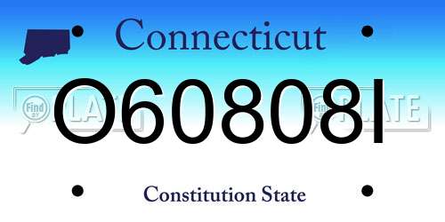 O60808I Connecticut License Plate