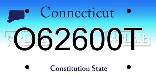 O62600T Connecticut License Plate