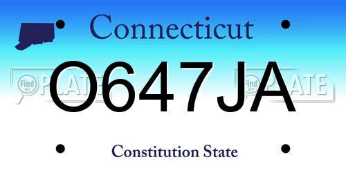 O647JA Connecticut License Plate