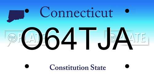 O64TJA Connecticut License Plate