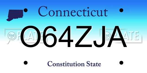 O64ZJA Connecticut License Plate