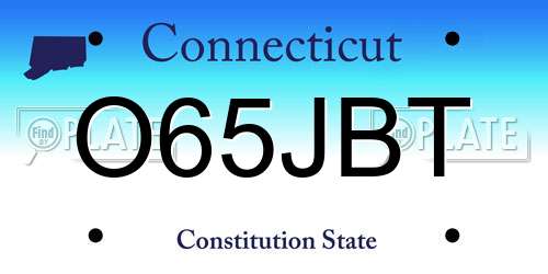 O65JBT Connecticut License Plate