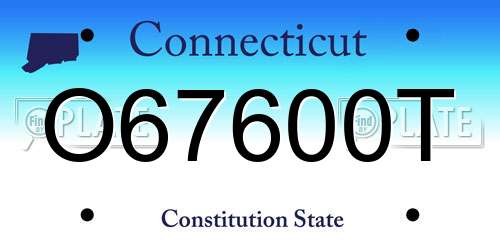 O67600T Connecticut License Plate