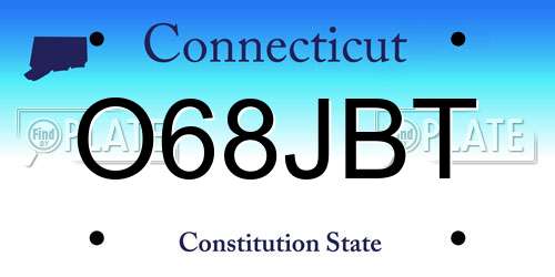 O68JBT Connecticut License Plate