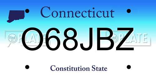 O68JBZ Connecticut License Plate