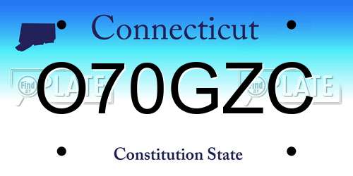O70GZC Connecticut License Plate