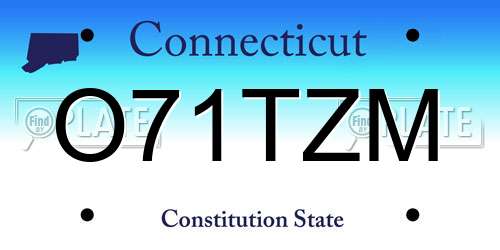 O71TZM Connecticut License Plate