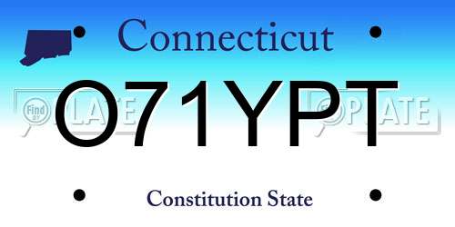 O71YPT Connecticut License Plate