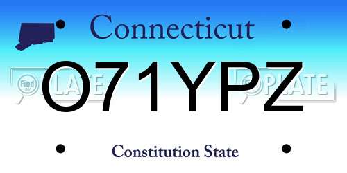 O71YPZ Connecticut License Plate