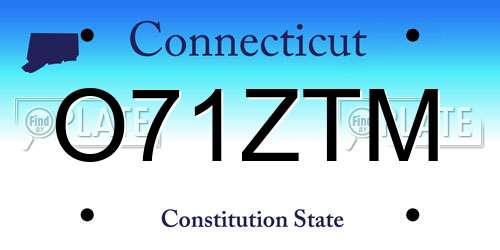 O71ZTM Connecticut License Plate