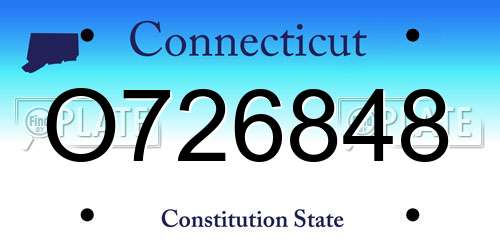 O726848 Connecticut License Plate