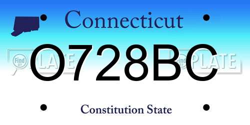 O728BC Connecticut License Plate