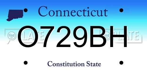 O729BH Connecticut License Plate