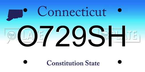 O729SH Connecticut License Plate