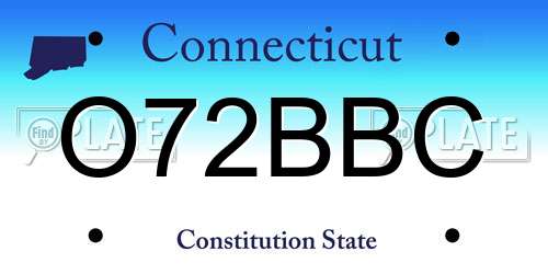 O72BBC Connecticut License Plate