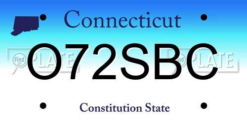 O72SBC Connecticut License Plate