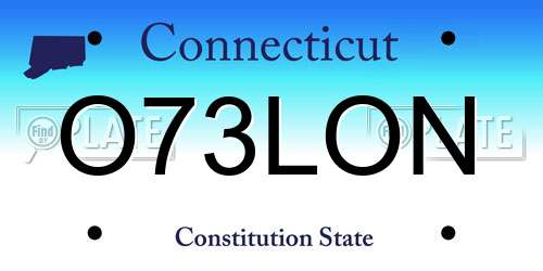 O73LON Connecticut License Plate