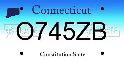 O745ZB Connecticut License Plate