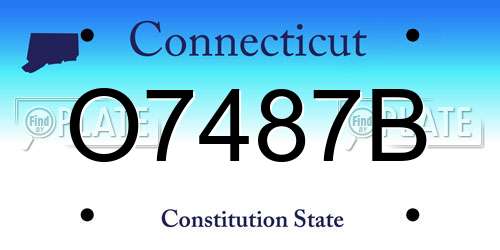 O7487B Connecticut License Plate