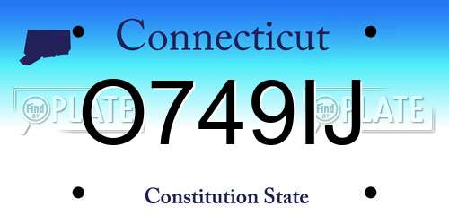 O749IJ Connecticut License Plate