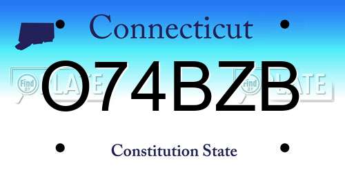 O74BZB Connecticut License Plate