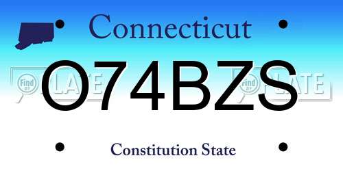 O74BZS Connecticut License Plate