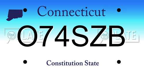 O74SZB Connecticut License Plate