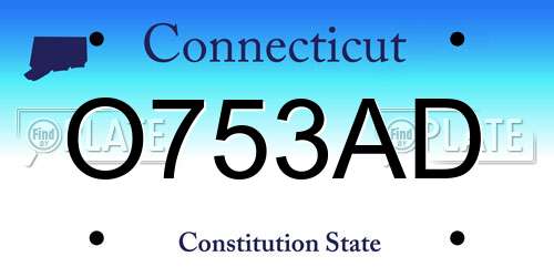 O753AD Connecticut License Plate
